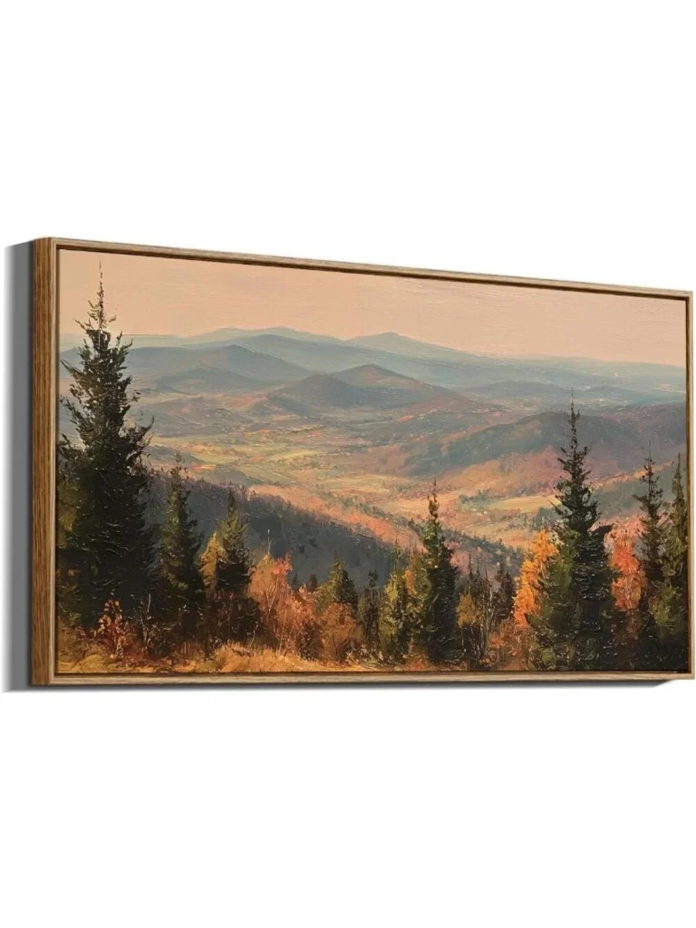Extra Large Framed Fall Wall Art - Autumn Mountains Forest Decor, 20x40in